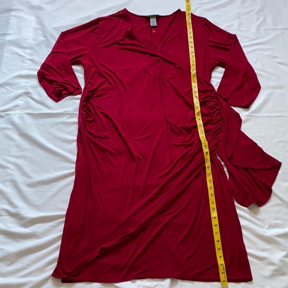 Fashion Nova Red Draped Long Sleeve Dress - Picture 5 of 10